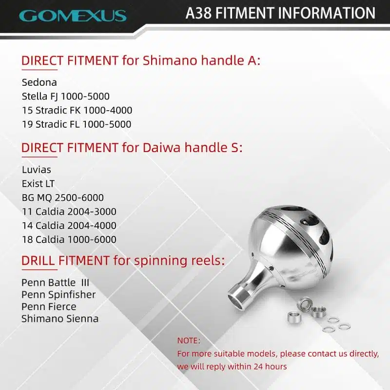Gomexus Aluminium Reel Power Knob 38mm A38 - Image 2