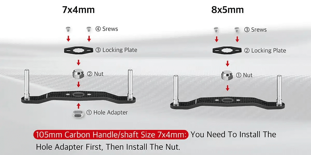 Gomexus Carbon Handle for Baitcasting Reel 7 x 4 without Knob 85mm 95mm Bare Handle DC - Image 4
